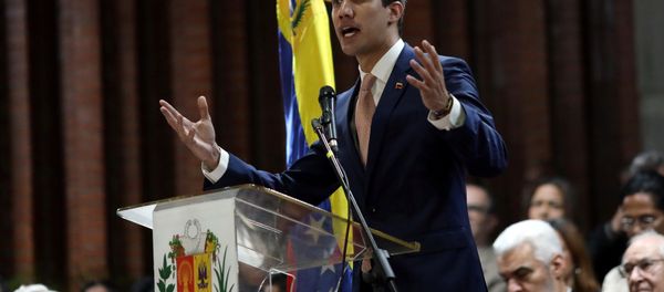 Venezuelan opposition leader Juan Guaido, who many nations have recognized as the country's rightful interim ruler, attends a meeting with political leaders at a university in Caracas, Venezuela April 1, 2019 Venezuelan opposition leader Juan Guaido, who many nations have recognized as the country's rightful interim ruler, attends a meeting with political leaders at a university in Caracas, Venezuela April 1, 2019 - Sputnik International