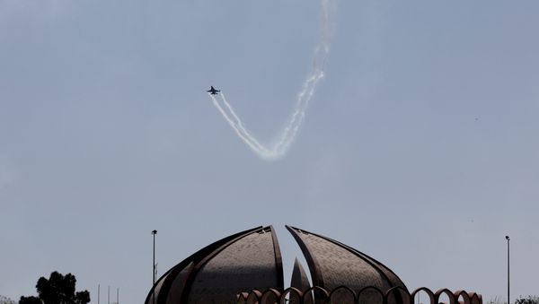 Pakistan Air Force (PAF)'s fighter jet F-16 flies over the Pakistan National Monument during a rehearsal, ahead of the Pakistan Day military parade, in Islamabad, Pakistan March 20, 2019 Pakistan Air Force (PAF)'s fighter jet F-16 flies over the Pakistan National Monument during a rehearsal, ahead of the Pakistan Day military parade, in Islamabad, Pakistan March 20, 2019 - Sputnik International