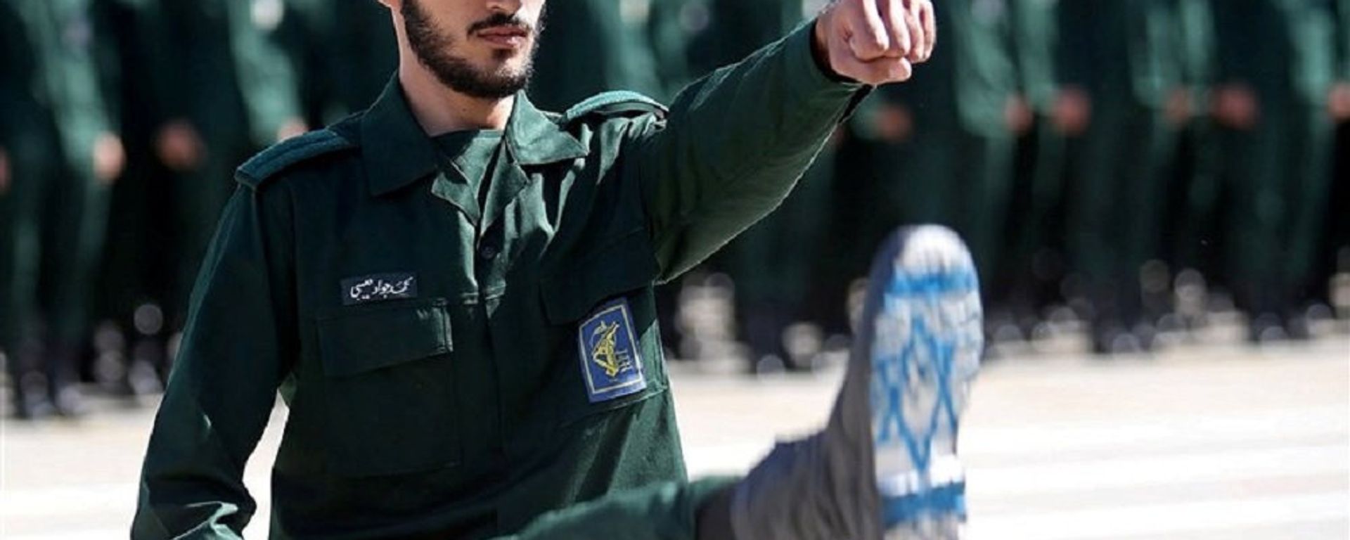 An Iranian Officer of Revolutionary Guards, with Israel flag drawn on his boots, is seen during graduation ceremony, held for the military cadets in a military academy, in Tehran, Iran June 30, 2018 - Sputnik International, 1920, 13.10.2023