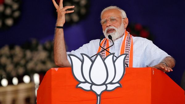 India's Prime Minister Narendra Modi addresses an election campaign rally in Junagadh, Gujarat, India, April 10, 2019 India's Prime Minister Narendra Modi addresses an election campaign rally in Junagadh, Gujarat, India, April 10, 2019 - Sputnik International