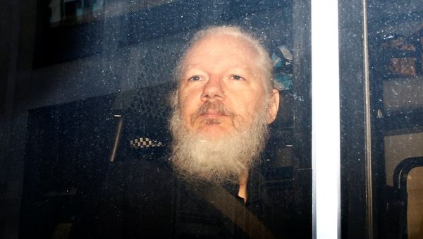 WikiLeaks founder Julian Assange is seen in a police van, after he was arrested by British police, in London, Britain April 11, 2019 WikiLeaks founder Julian Assange is seen in a police van, after he was arrested by British police, in London, Britain April 11, 2019 - Sputnik International
