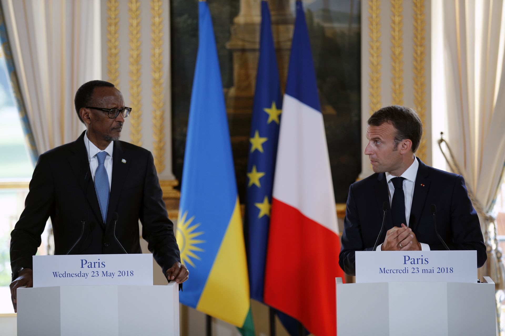 President Emmanuel Macron of France hosted Rwanda's President Kagame at the Elysee Palace last year as he sought to thaw relations President Emmanuel Macron of France hosted Rwanda's President Kagame at the Elysee Palace last year as he sought to thaw relations - Sputnik International, 1920, 12.05.2022