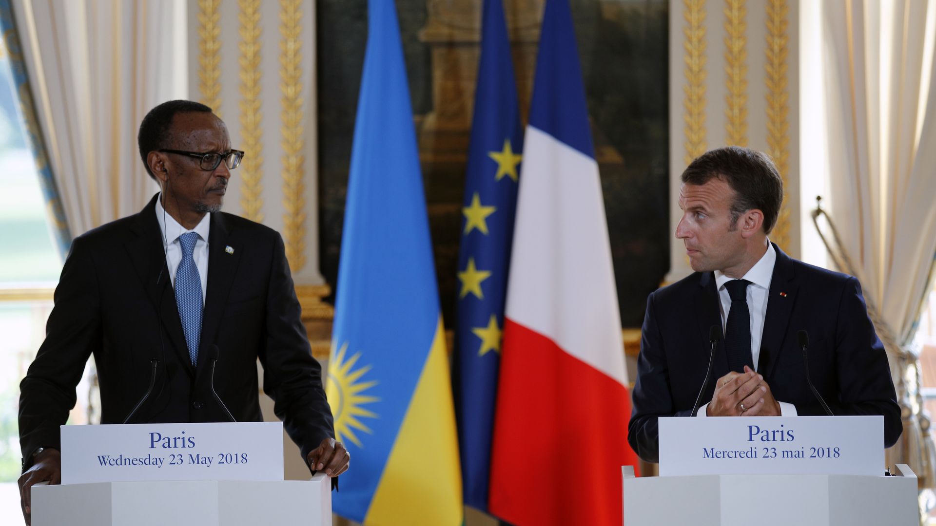 President Emmanuel Macron of France hosted Rwanda's President Kagame at the Elysee Palace last year as he sought to thaw relations President Emmanuel Macron of France hosted Rwanda's President Kagame at the Elysee Palace last year as he sought to thaw relations - Sputnik International, 1920, 27.05.2021