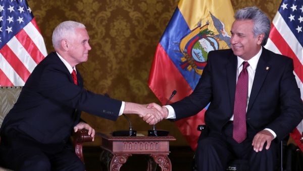 Ecuador's President Lenin Moreno, right, shakes hand with U.S. Vice President Mike Pence Ecuador's President Lenin Moreno, right, shakes hand with U.S. Vice President Mike Pence - Sputnik International