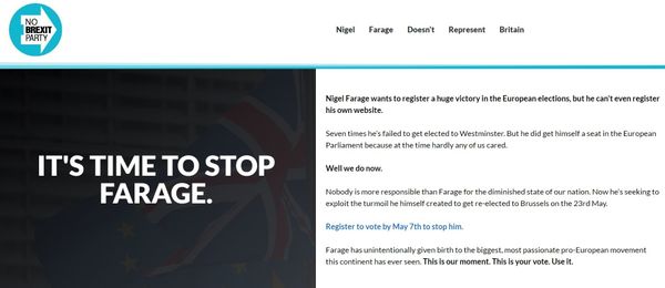 thebrexitparty.com landing page - Sputnik International