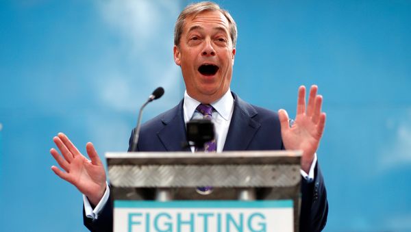 Nigel Farage speaks at the launch of the newly created 'Brexit Party' campaign for the European elections, in Coventry, Britain April 12, 2019 - Sputnik International