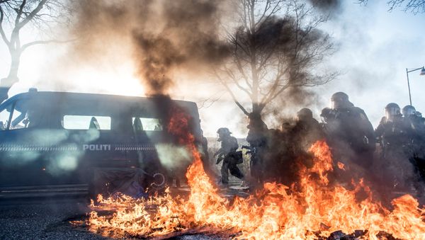 Police and fire are seen in the street in Albertslund, Copenhagen, Denmark April 15, 2019 Police and fire are seen in the street in Albertslund, Copenhagen, Denmark April 15, 2019 - Sputnik International