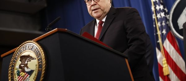 Attorney General William Barr speaks about the release of a redacted version of special counsel Robert Mueller's report during a news conference, Thursday, April 18, 2019, at the Department of Justice in Washington Attorney General William Barr speaks about the release of a redacted version of special counsel Robert Mueller's report during a news conference, Thursday, April 18, 2019, at the Department of Justice in Washington - Sputnik International