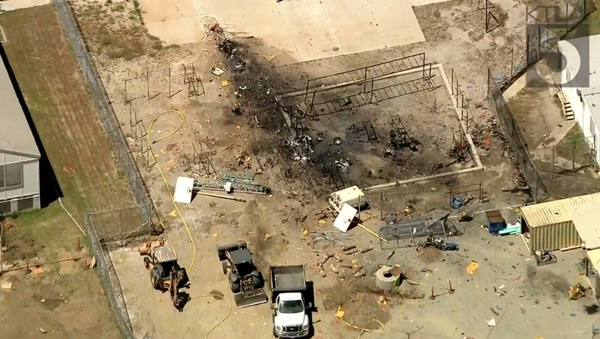 Aftermath of Vintage Northrop N-9M Plane Crashing Into California Prison Yard, Killing Pilot Aftermath of Vintage Northrop N-9M Plane Crashing Into California Prison Yard, Killing Pilot - Sputnik International