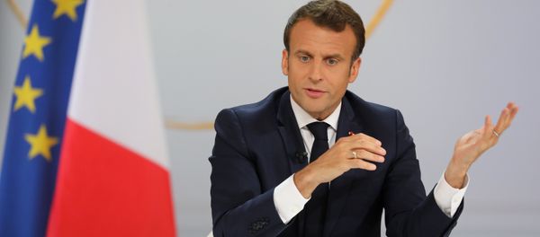 French President Emmanuel Macron gestures during his live address following the Great National Debate, at the Elysee Palace in Paris on April 25, 2019. President Emmanuel Macron on April 25, 2019 vowed to press ahead with his government's programme to transform France, adding public order must be restored after months of protests. - Sputnik International