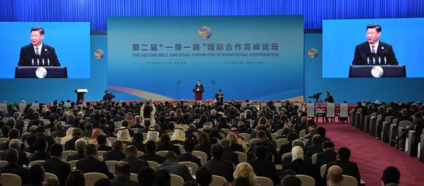 Xi Jinping speaks at the opening ceremony of the second Belt and Road forum in Beijing Xi Jinping speaks at the opening ceremony of the second Belt and Road forum in Beijing - Sputnik International
