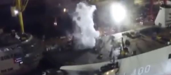 A video of a fire, which broke out aboard the Turkish Navy’s Anadolu amphibious assault ship at a shipyard in Istanbul on April 30, has been posted on YouTube A video of a fire, which broke out aboard the Turkish Navy’s Anadolu amphibious assault ship at a shipyard in Istanbul on April 30, has been posted on YouTube - Sputnik International