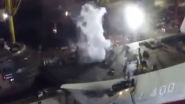 A video of a fire, which broke out aboard the Turkish Navy’s Anadolu amphibious assault ship at a shipyard in Istanbul on April 30, has been posted on YouTube - Sputnik International
