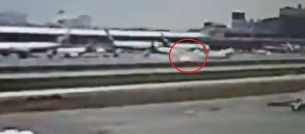 Screengrab of a video allegedly showing a Sukhoi Superjet-100 crash-landing at Sheremetyevo airport in Moscow Screengrab of a video allegedly showing a Sukhoi Superjet-100 crash-landing at Sheremetyevo airport in Moscow - Sputnik International