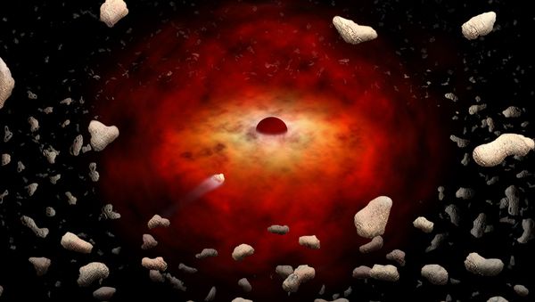 This NASA illustration obtained February 10, 2012 shows a new study that provides a possible explanation of mysterious X-ray flares detected by the Chandra K-ray Observatory for several years in the region of Sagittarius A*, or Sgr A*. The study suggests a cloud around Sgr A*, a supermassive black hole at the center of our Milky Way Galaxy - Sputnik International