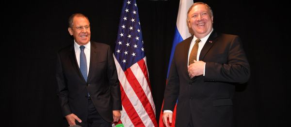 U.S. Secretary of State Mike Pompeo and Russia's Foreign Minister Sergei Lavrov pose for the press as they meet on the sidelines of the Arctic Council Ministerial Meeting in Rovaniemi, Finland May 6, 2019 U.S. Secretary of State Mike Pompeo and Russia's Foreign Minister Sergei Lavrov pose for the press as they meet on the sidelines of the Arctic Council Ministerial Meeting in Rovaniemi, Finland May 6, 2019 - Sputnik International