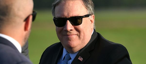 U.S. Secretary of State Mike Pompeo walks to board a plane before departing from London Stansted Airport, north of London, Britain May 9, 2019. Mandel Ngan/Pool via REUTERS U.S. Secretary of State Mike Pompeo walks to board a plane before departing from London Stansted Airport, north of London, Britain May 9, 2019. Mandel Ngan/Pool via REUTERS - Sputnik International