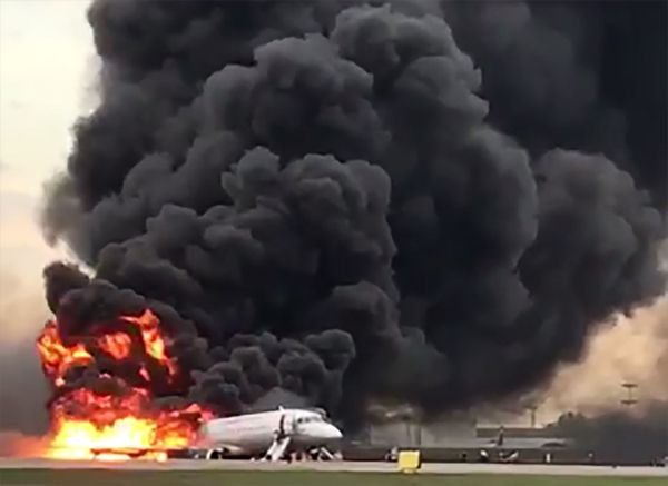 Russian Superjet-100 On Fire at Moscow's Sheremetyevo Airport Russian Superjet-100 On Fire at Moscow's Sheremetyevo Airport - Sputnik International