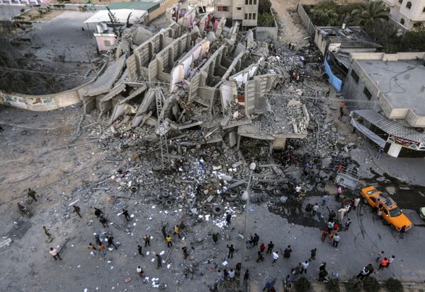 The Remains of a Building in Gaza City The Remains of a Building in Gaza City - Sputnik International