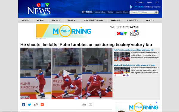 'He shoots, he falls' was the angle Canada's CTV News went with. 'He shoots, he falls' was the angle Canada's CTV News went with. - Sputnik International