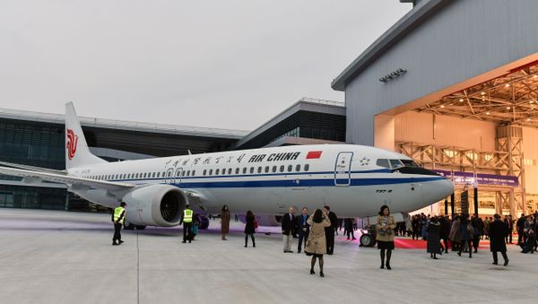 This photo taken on December 15, 2018 shows a Boeing 737 MAX 8 airplane delivered to Air China during a ceremony at Boeing Zhoushan 737 Completion and Delivery Center in Zhoushan, in China's eastern Zhejiang province - Sputnik International