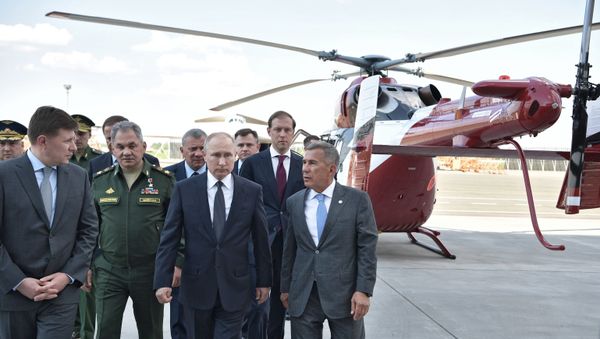 Russian President Vladimir Putin on the site of the inspection of aircraft during a visit to the Kazan Aviation Plant named after S. P. Gorbunov Russian President Vladimir Putin on the site of the inspection of aircraft during a visit to the Kazan Aviation Plant named after S. P. Gorbunov - Sputnik International