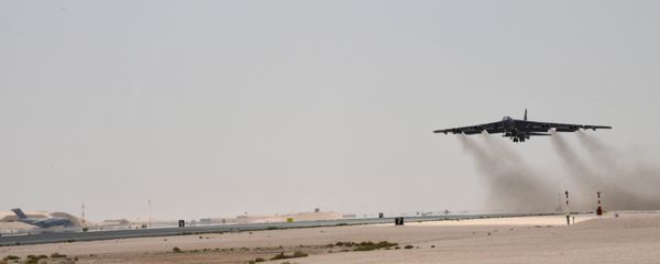 A U.S. Air Force B-52H Stratofortress aircraft assigned to the 20th Expeditionary Bomb Squadron takes off from Al Udeid Air Base, Qatar, May 12, 2019. This was the first mission of the Bomber Task Force deployed to U.S. Central Command area of responsibility in order to defend American forces and interests in the region. - Sputnik International