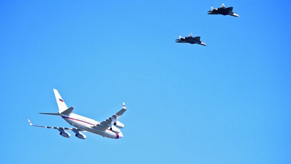 Putin's Plane Be Escorted by Six Su-57 Jets on Way to Astrakhan Region Putin's Plane Be Escorted by Six Su-57 Jets on Way to Astrakhan Region - Sputnik International