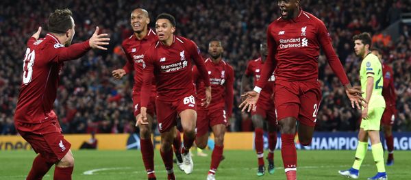 Divock Origi (far right) celebrates his winning goal against Barcelona with Liverpool team-mates Divock Origi (far right) celebrates his winning goal against Barcelona with Liverpool team-mates - Sputnik International