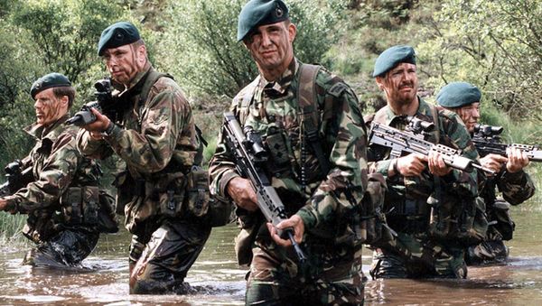 An undated file picture shows British royal marines in water during a training session at an unspecified location - Sputnik International