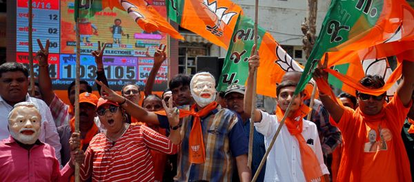 Supporters of Bharatiya Janata Party (BJP) celebrate after learning of initial poll results in Ahmedabad, India, May 23, 2019 Supporters of Bharatiya Janata Party (BJP) celebrate after learning of initial poll results in Ahmedabad, India, May 23, 2019 - Sputnik International