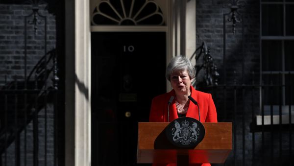 British Prime Theresa May cries as she makes a statement, at Downing Street in London, Britain, May 24, 2019 British Prime Theresa May cries as she makes a statement, at Downing Street in London, Britain, May 24, 2019 - Sputnik International