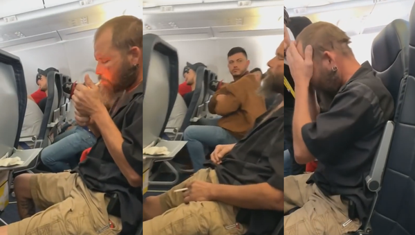 Seemingly Intoxicated Passenger Lights Cigarette on US Flight - Sputnik International