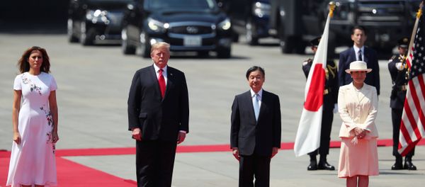 U.S. President Donald Trump and first lady Melania Trump stand next to Japan's Emperor Naruhito and Empress Masako at the Imperial Palace in Tokyo, Japan May 27, 2019. REUTERS/Jonathan Ernst U.S. President Donald Trump and first lady Melania Trump stand next to Japan's Emperor Naruhito and Empress Masako at the Imperial Palace in Tokyo, Japan May 27, 2019. REUTERS/Jonathan Ernst - Sputnik International