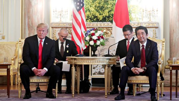 U.S. President Donald Trump meets with Japan's Prime Minister Shinzo Abe for a bilateral meeting in Tokyo, Japan May 27, 2019. REUTERS/Jonathan Ernst U.S. President Donald Trump meets with Japan's Prime Minister Shinzo Abe for a bilateral meeting in Tokyo, Japan May 27, 2019. REUTERS/Jonathan Ernst - Sputnik International