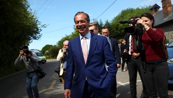 Brexit Party leader Nigel Farage leaves a polling station after voting in the European elections, in Biggin Hill, Britain, May 23, 2019 - Sputnik International