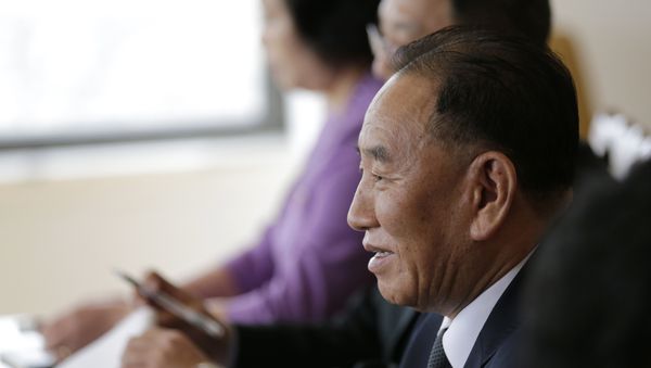 Kim Yong Chol, former North Korean military intelligence chief and one of leader Kim Jong Un's closest aides, attends a meeting with U.S. Secretary of State Mike Pompeo, Thursday, May 31, 2018, in New York. Kim Yong Chol, former North Korean military intelligence chief and one of leader Kim Jong Un's closest aides, attends a meeting with U.S. Secretary of State Mike Pompeo, Thursday, May 31, 2018, in New York. - Sputnik International