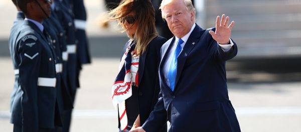 U.S. President Donald Trump and First Lady Melania Trump arrive for their state visit to Britain, at Stansted Airport near London, Britain, June 3, 2019 - Sputnik International