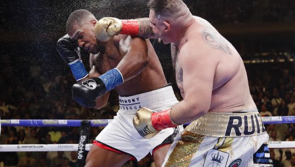 Andy Ruiz, right, punches Anthony Joshua during the seventh round of a heavyweight championship boxing match Saturday, June 1, 2019, in New York. Ruiz won in the seventh round - Sputnik International