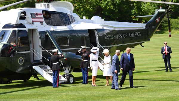 Britain's Camilla, Duchess of Cornwall and Prince Charles greet U.S. President Donald Trump as he arrives for the Ceremonial Welcome at Buckingham Palace, in London, Britain June 3, 2019 Britain's Camilla, Duchess of Cornwall and Prince Charles greet U.S. President Donald Trump as he arrives for the Ceremonial Welcome at Buckingham Palace, in London, Britain June 3, 2019 - Sputnik International