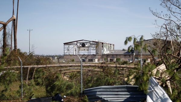 An airplane hanger at Tyndall Air Force Base is damaged from hurricane Michael in Panama City, Fla. - Sputnik International