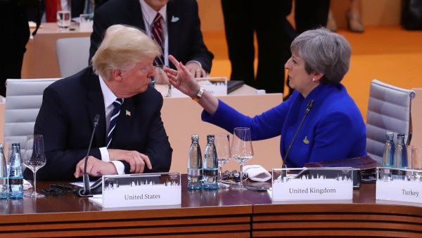 Britain's Prime Minister Theresa May talks with U.S. President Donald Trump during the working session at the G20 leaders summit in Hamburg Britain's Prime Minister Theresa May talks with U.S. President Donald Trump during the working session at the G20 leaders summit in Hamburg - Sputnik International
