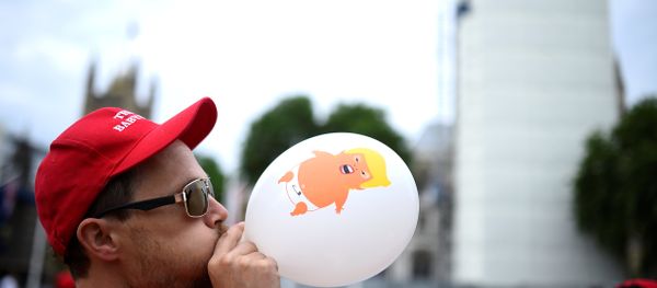 A demonstrator takes part in an anti-Trump protest in London, Britain, June 4, 2019 A demonstrator takes part in an anti-Trump protest in London, Britain, June 4, 2019 - Sputnik International