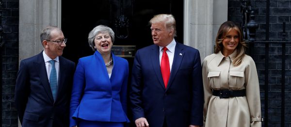 U.S. President Donald Trump and First Lady Melania Trump meet Britain's Prime Minister Theresa May and her husband Philip at Downing Street as part of his state visit in London, Britain, June 4, 2019 U.S. President Donald Trump and First Lady Melania Trump meet Britain's Prime Minister Theresa May and her husband Philip at Downing Street as part of his state visit in London, Britain, June 4, 2019 - Sputnik International