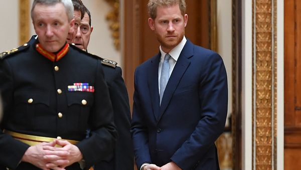 Britain's Prince Harry, Duke of Sussex looks on as US President Donald Trump views US items of the Royal Collection at Buckingham palace at Buckingham Palace in central London on June 3, 2019, on the first day of their three-day State Visit to the UK Britain's Prince Harry, Duke of Sussex looks on as US President Donald Trump views US items of the Royal Collection at Buckingham palace at Buckingham Palace in central London on June 3, 2019, on the first day of their three-day State Visit to the UK - Sputnik International
