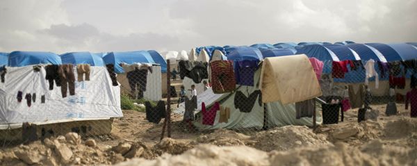 Laundry dries on a chain link fence in an area for foreign families, at Al-Hol camp in Hassakeh province, Syria. Laundry dries on a chain link fence in an area for foreign families, at Al-Hol camp in Hassakeh province, Syria. - Sputnik International