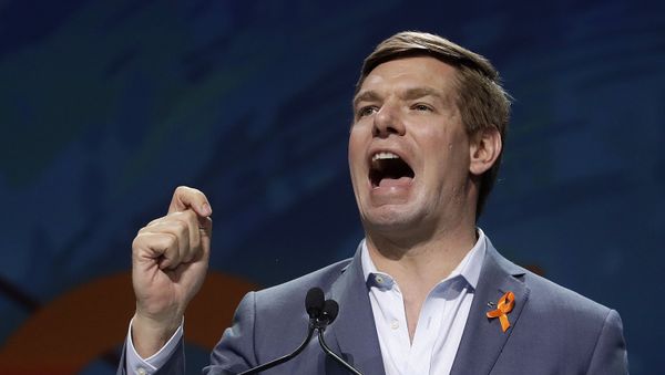 Democratic presidential candidate Rep. Eric Swalwell, of California, speaks during the 2019 California Democratic Party State Organizing Convention in San Francisco, Saturday, June 1, 2019. (AP Photo/Jeff Chiu) - Sputnik International