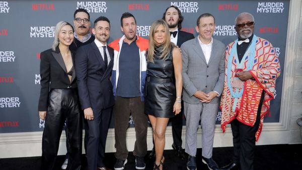 LOS ANGELES, CALIFORNIA - JUNE 10: (L-R) Shiori Kutsuna, Erik Griffin, Luis Gerardo Mendez, Adam Sandler, Jennifer Aniston, Kyle Newacheck, Dany Boon and Dr. John Kani attend the Netflix World Premiere Of Murder Mystery at Village Theatre Westwood on June 10, 2019 in Los Angeles, California - Sputnik International