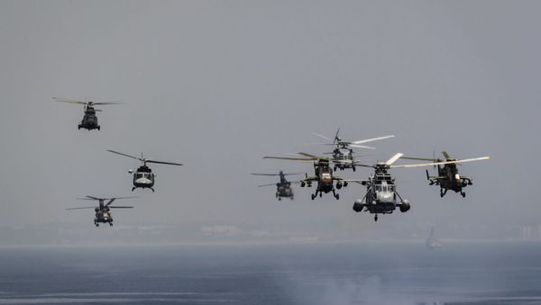 In this photo taken on Monday 23 April 2018, Spain's armed forces put on a show of naval and aerial manoeuvres off Rota, southern Spain - Sputnik International