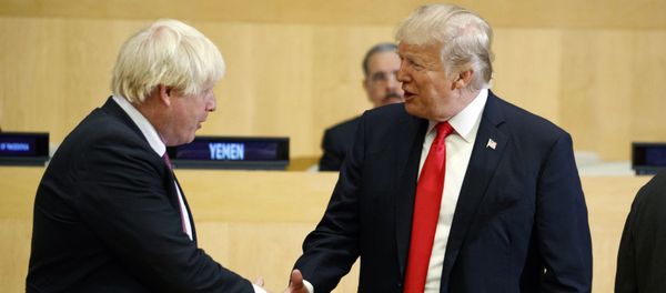 President Donald Trump shakes hands with British Foreign Secretary Boris Johnson during the Reforming the United Nations: Management, Security, and Development meeting during the United Nations General Assembly, Monday, Sept. 18, 2017, in New York. President Donald Trump shakes hands with British Foreign Secretary Boris Johnson during the Reforming the United Nations: Management, Security, and Development meeting during the United Nations General Assembly, Monday, Sept. 18, 2017, in New York. - Sputnik International